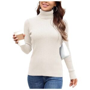 NWT : Rocorose : size : XS : cream ivory ribbed casual turtleneck sweater top